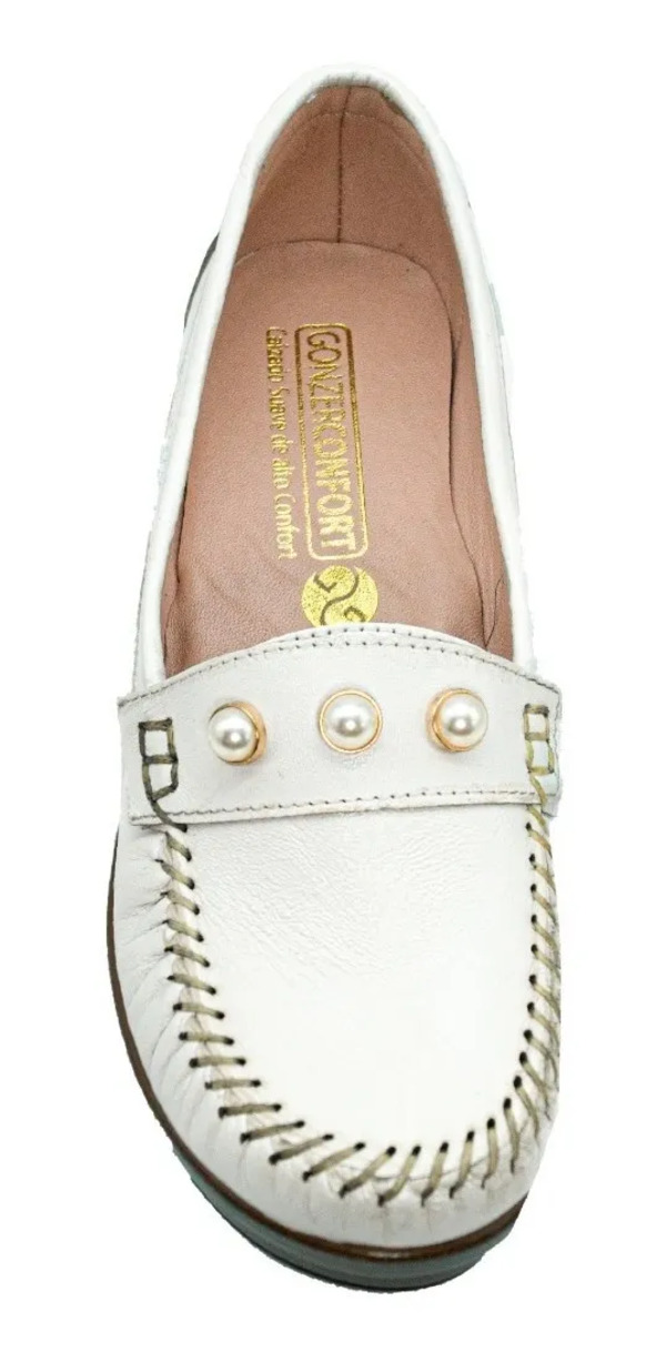 Zapato Mocasín Con Plataforma Para Dama Cómodo En Piel Perla