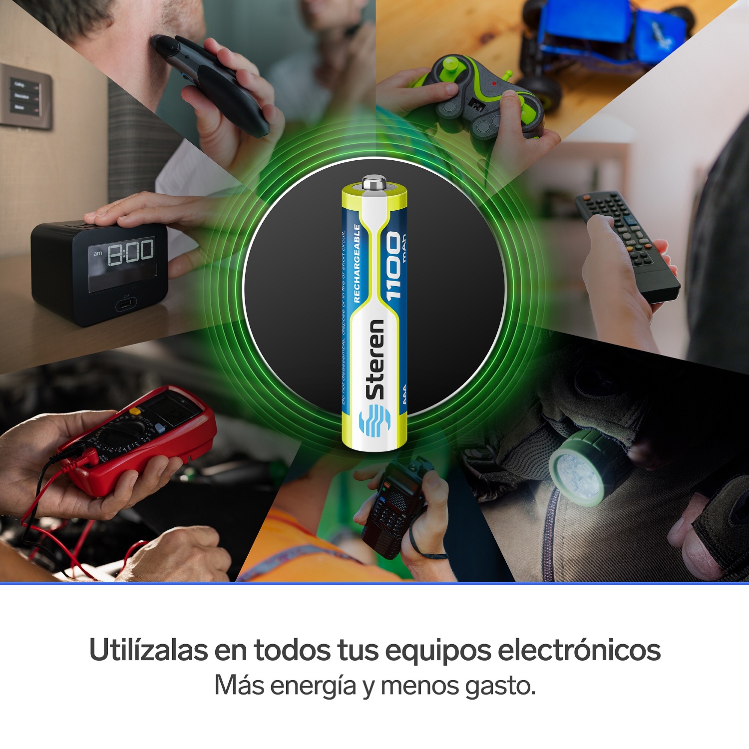 Paquete de 4 pilas recargables de alta capacidad "AAA" NiMH 1100 mAh 