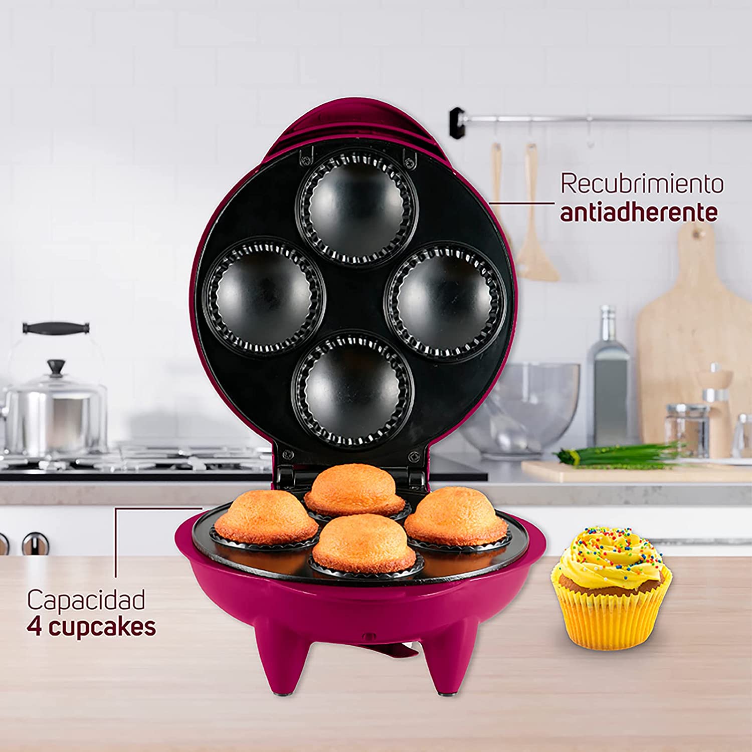 Máquina para hacer 4 Cupcakes CUPCAKE-CO Color Rosa Taurus