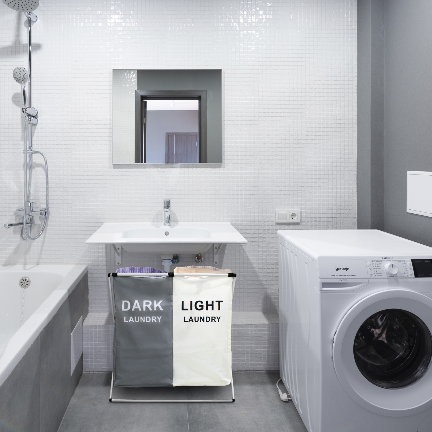 Cesto de ropa sucia con dos separaciones plegable