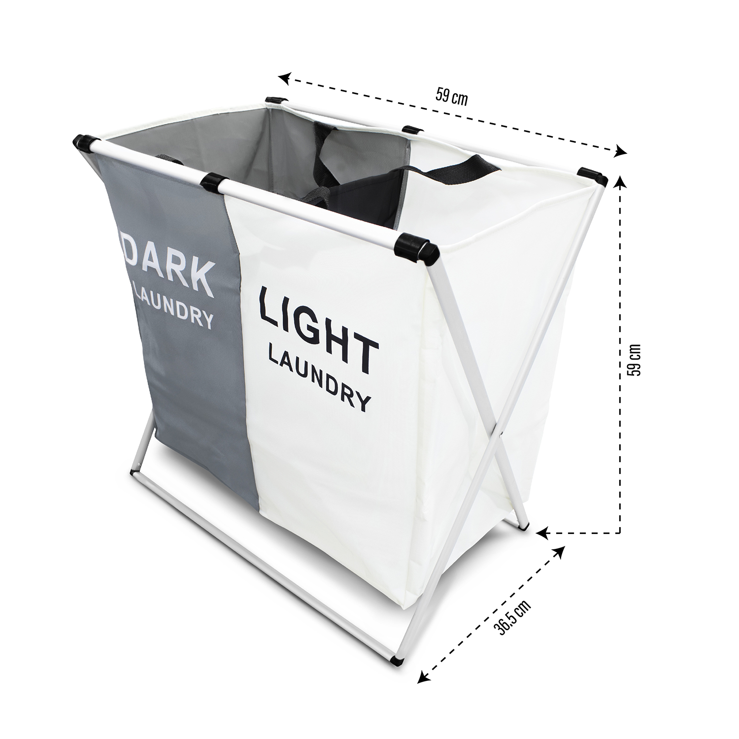Cesto de ropa sucia con dos separaciones plegable