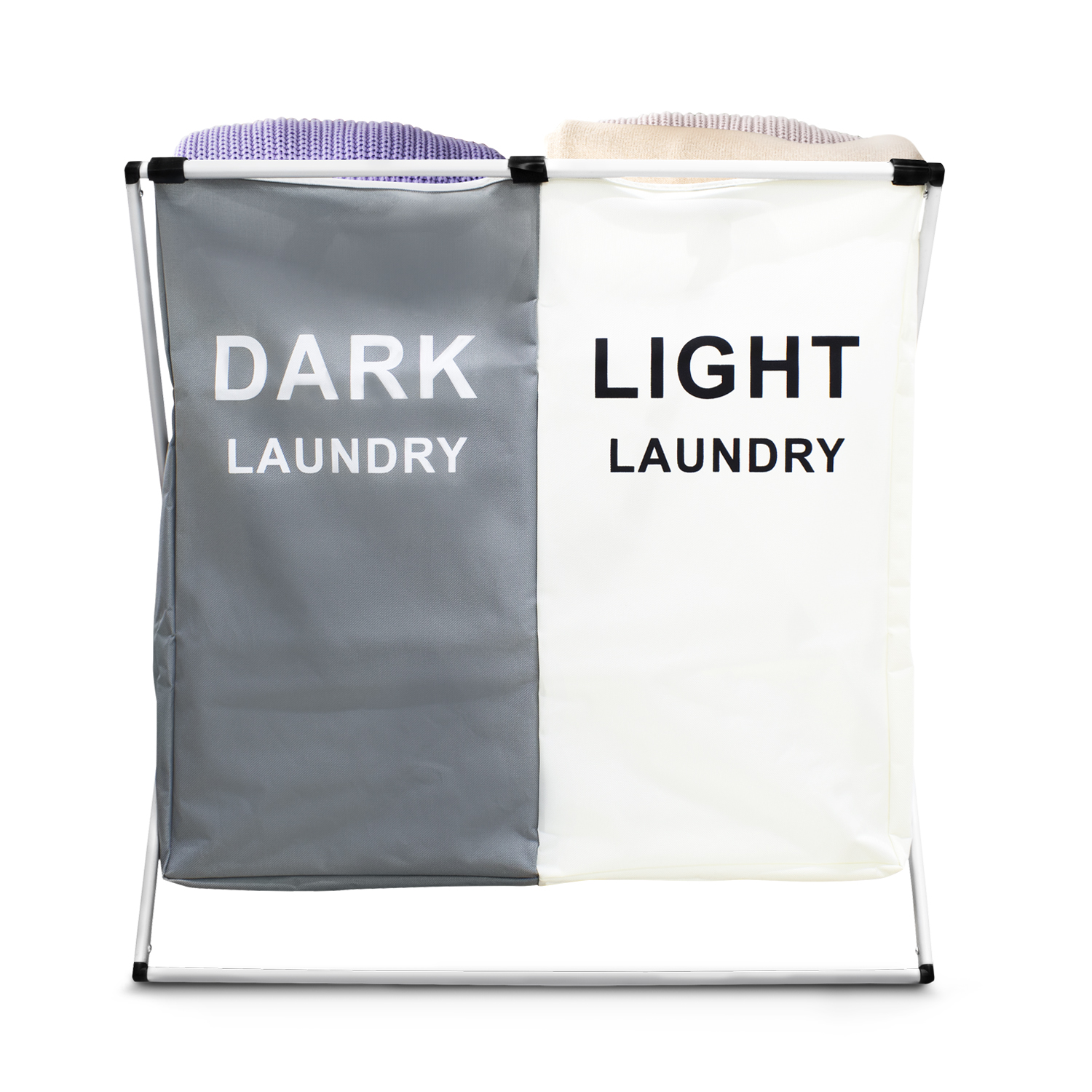 Cesto de ropa sucia con dos separaciones plegable