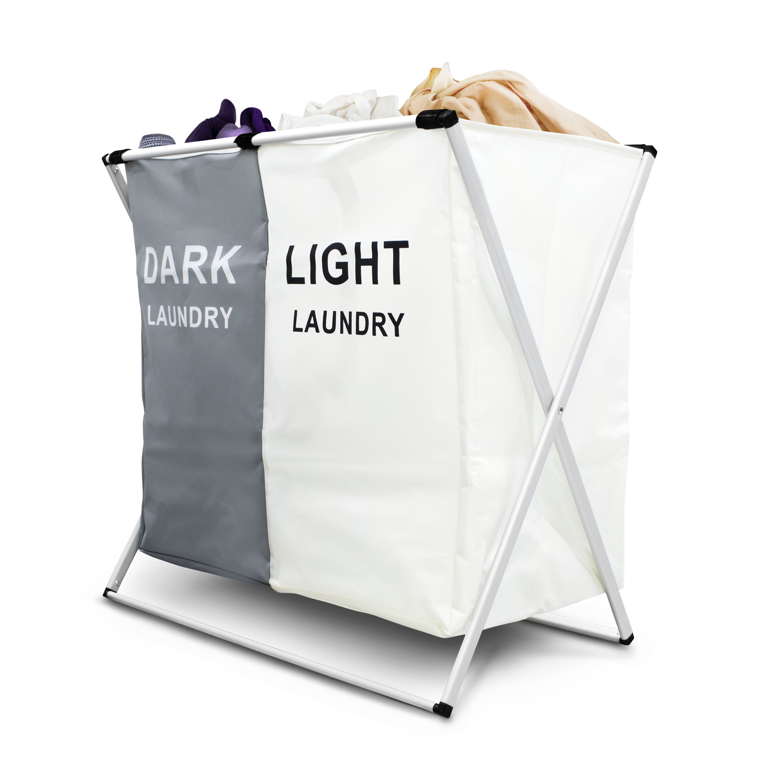 Cesto de ropa sucia con dos separaciones plegable