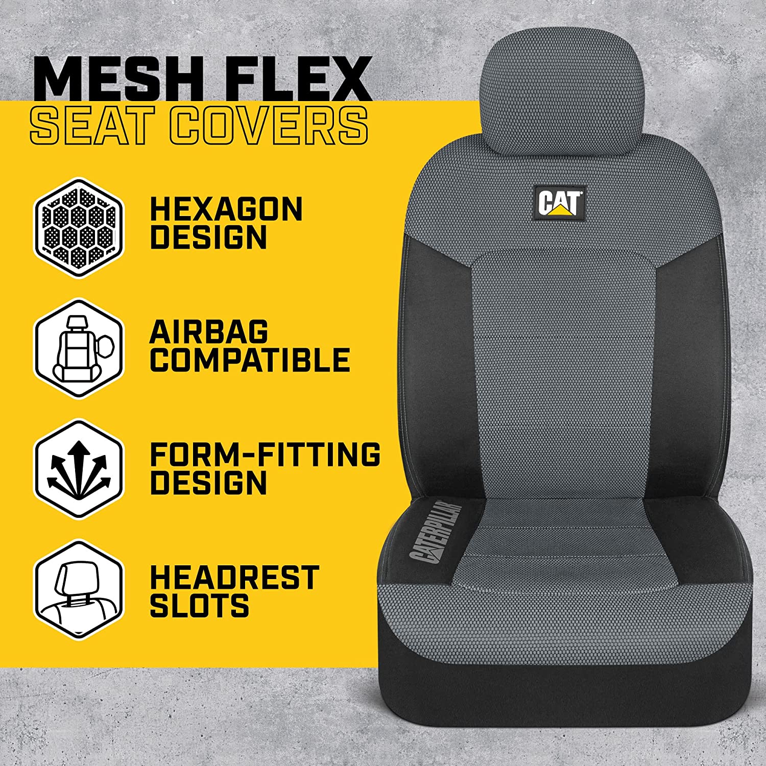 Caterpillar Meshflex - 2 Fundas De Asiento De Automóvil Gris