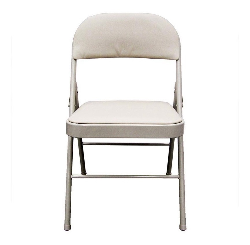 Silla Plegable Acojinada Metálica Con Vinil 6 Pzas Beige
