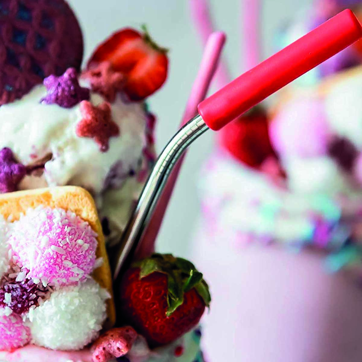 Set 36 piezas popotes de acero inoxidable con punta de silicona reutilizables y cepillos limpiadores