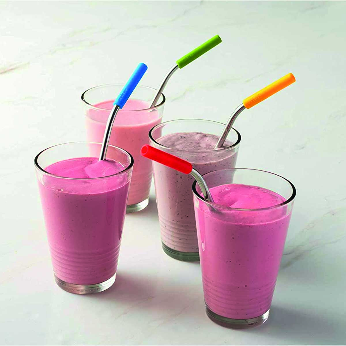 Set 36 piezas popotes de acero inoxidable con punta de silicona reutilizables y cepillos limpiadores