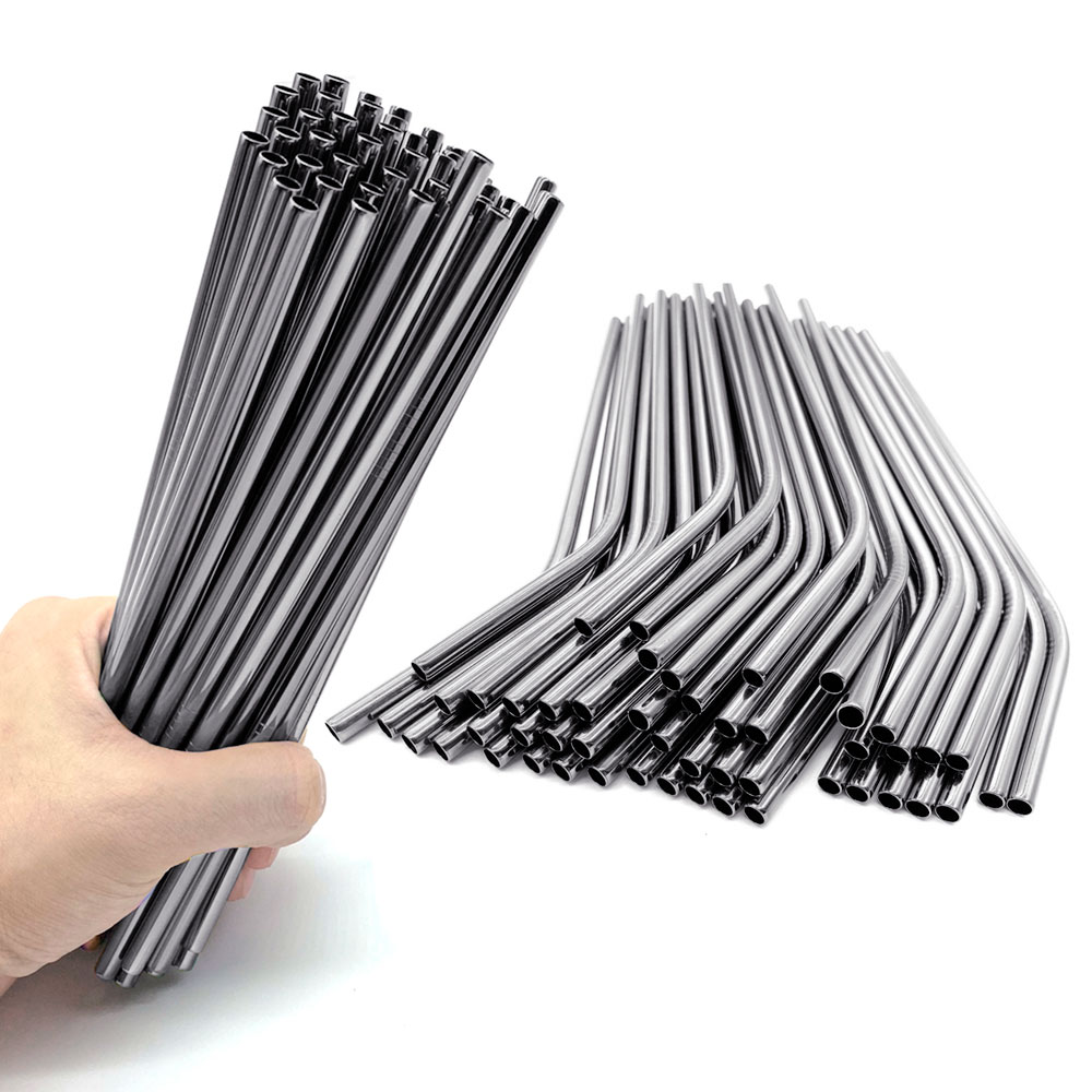 Paquete de 100 popotes de acero inoxidable reutilizables (mixtos)