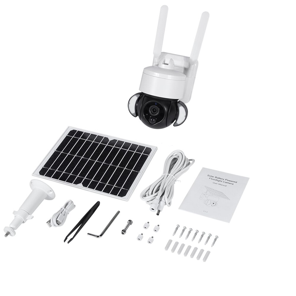 Camara de Seguridad Solar para Videovigilancia con 1080p 800 Lumen Panel Solar Microfono Vision Nocturna WiFi Sensor de Movimiento Resistente al Agua Almacena en Nube o Memoria SD / Master / IOT-CAMSOLTUYA