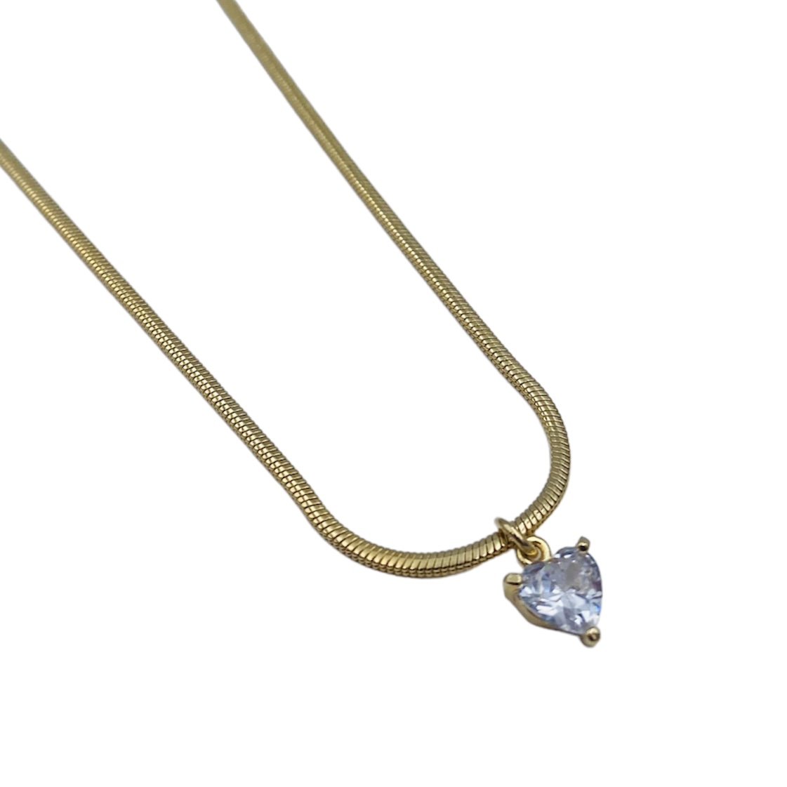 Gargantilla Collar Cola de Ratón con Corazón- baño de oro 18k