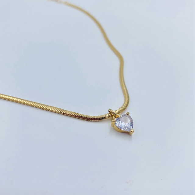 Gargantilla Collar Cola de Ratón con Corazón- baño de oro 18k