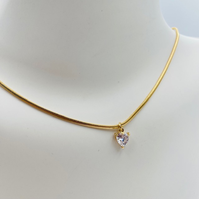 Gargantilla Collar Cola de Ratón con Corazón- baño de oro 18k