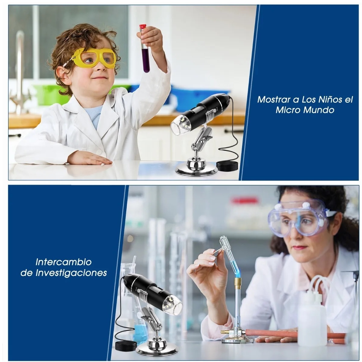 3 En 1 Microscopio Digital Usb 1600x Zoom Optico Hd 8 Leds