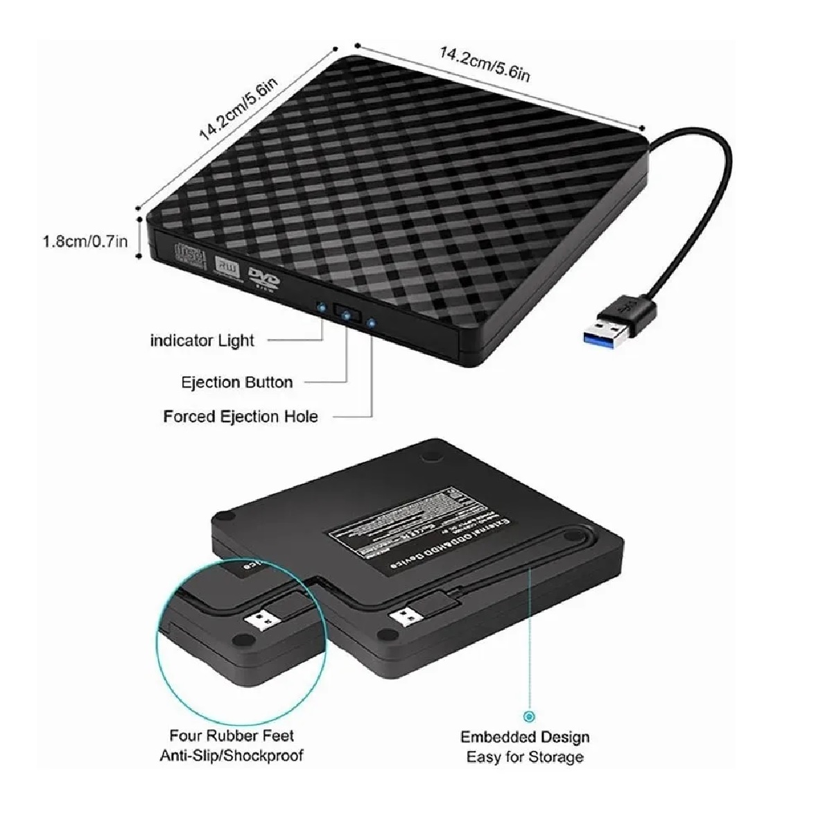 Lector Y Grabadora De Dvd/cd/externa Quemador Usb 3.0 Cd/dvd