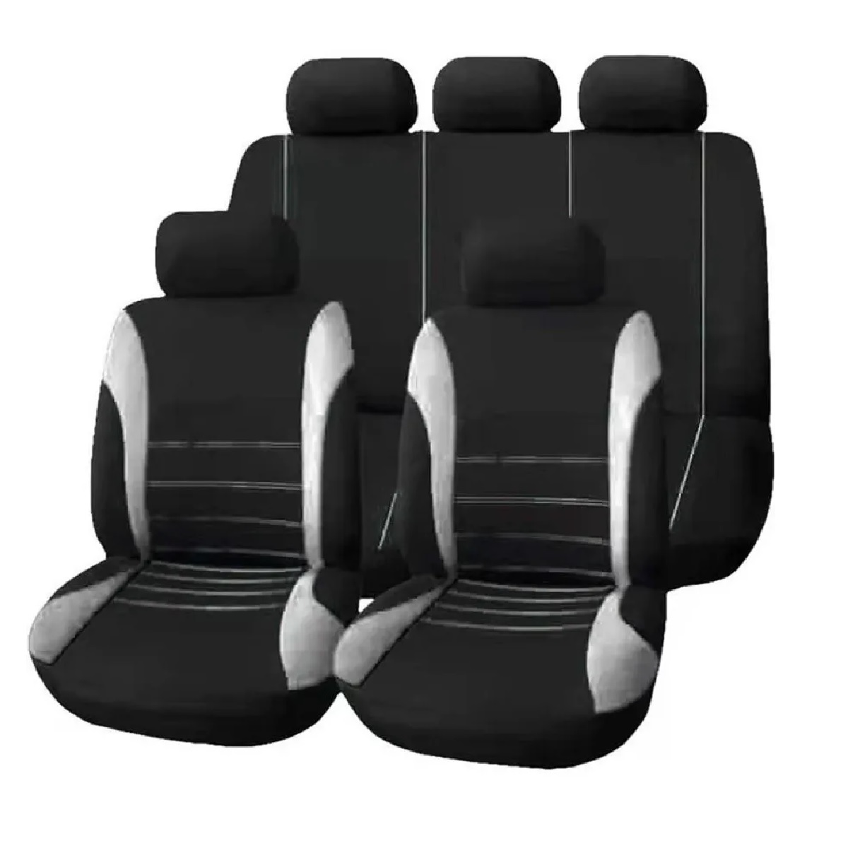 Kit 9 Piezas Funda Para Asiento De Auto, Universal Gris