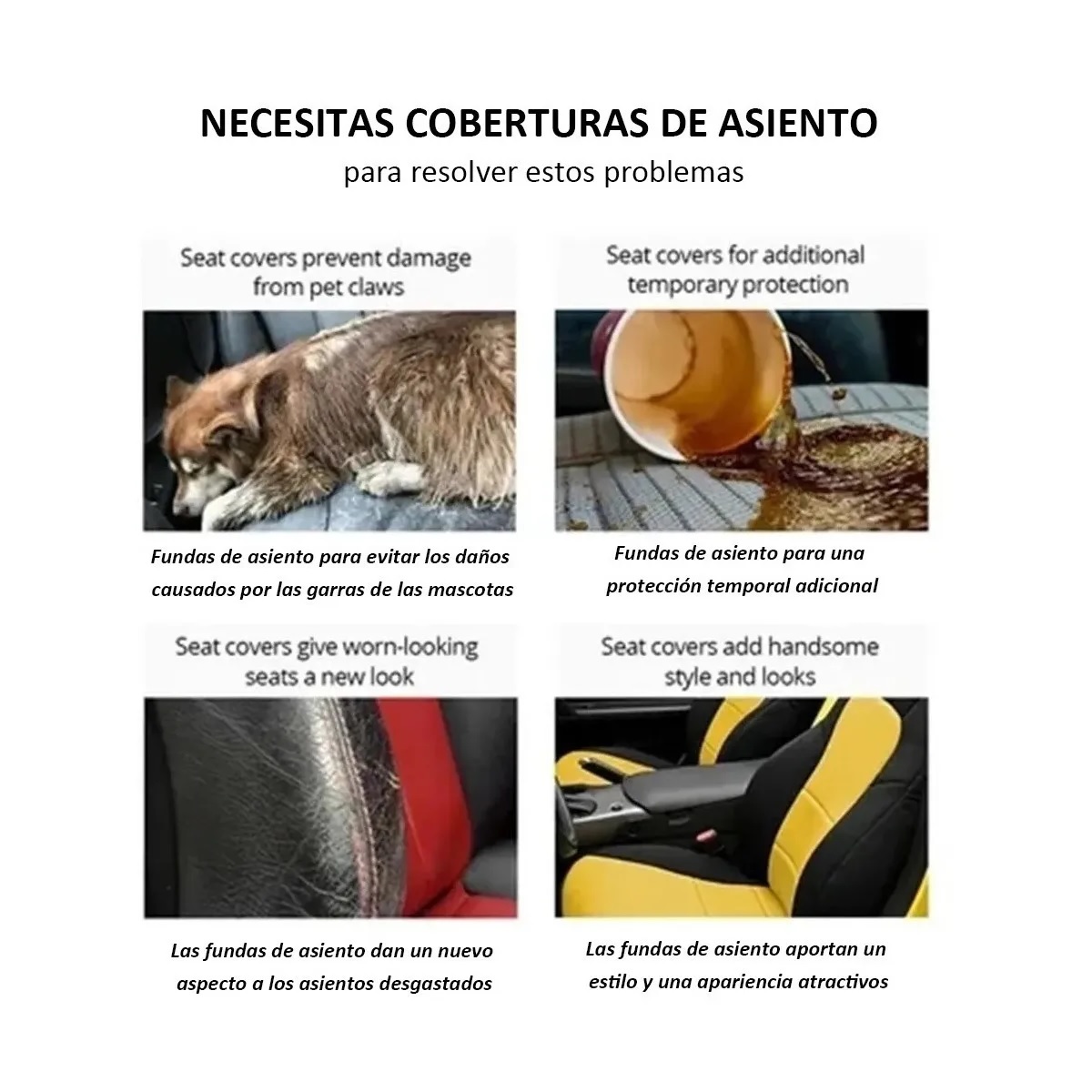 Kit 9 Piezas Funda Para Asiento De Auto, Universal Gris