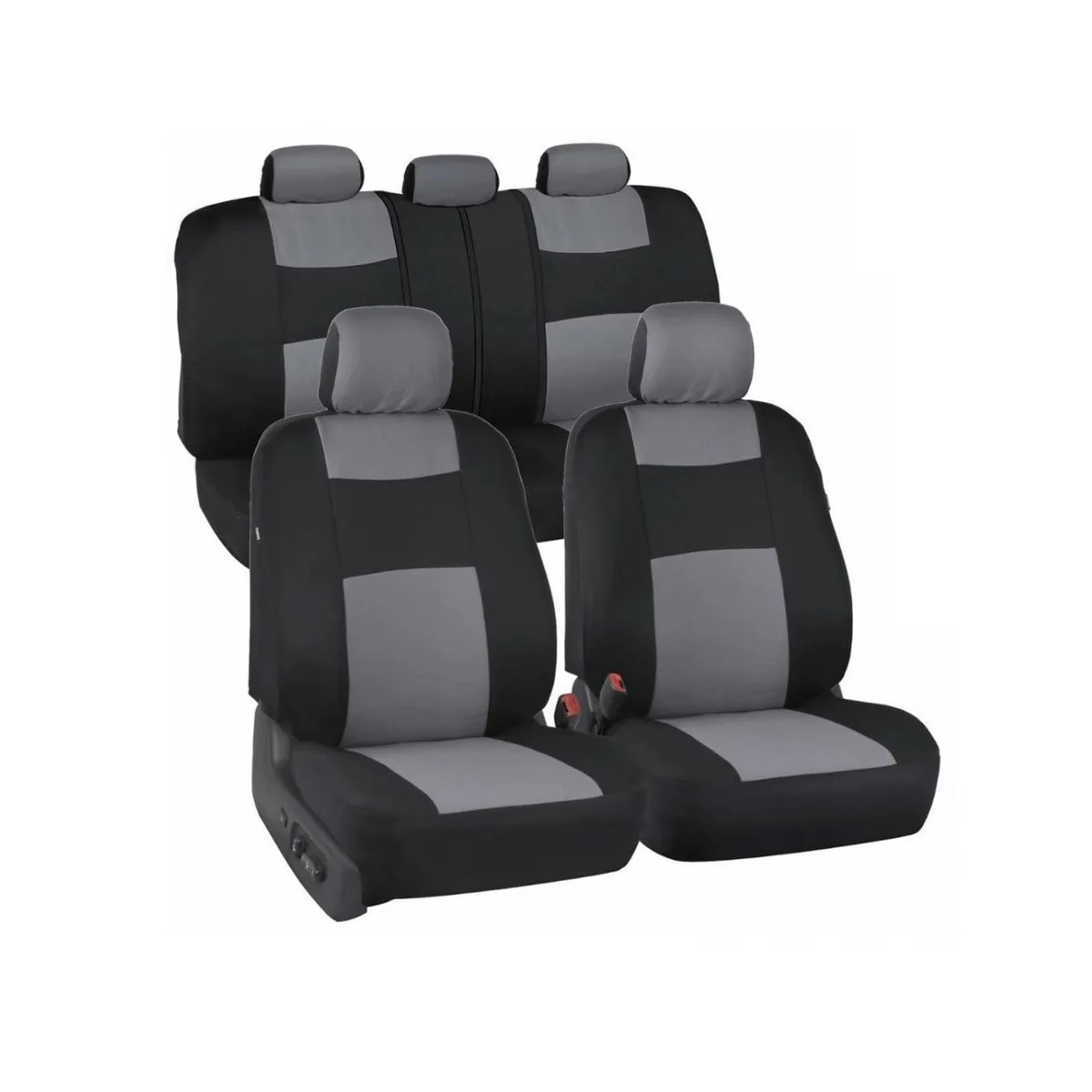 Set Funda De Asiento De Coche De Tejido De Poliéster Universal Gris