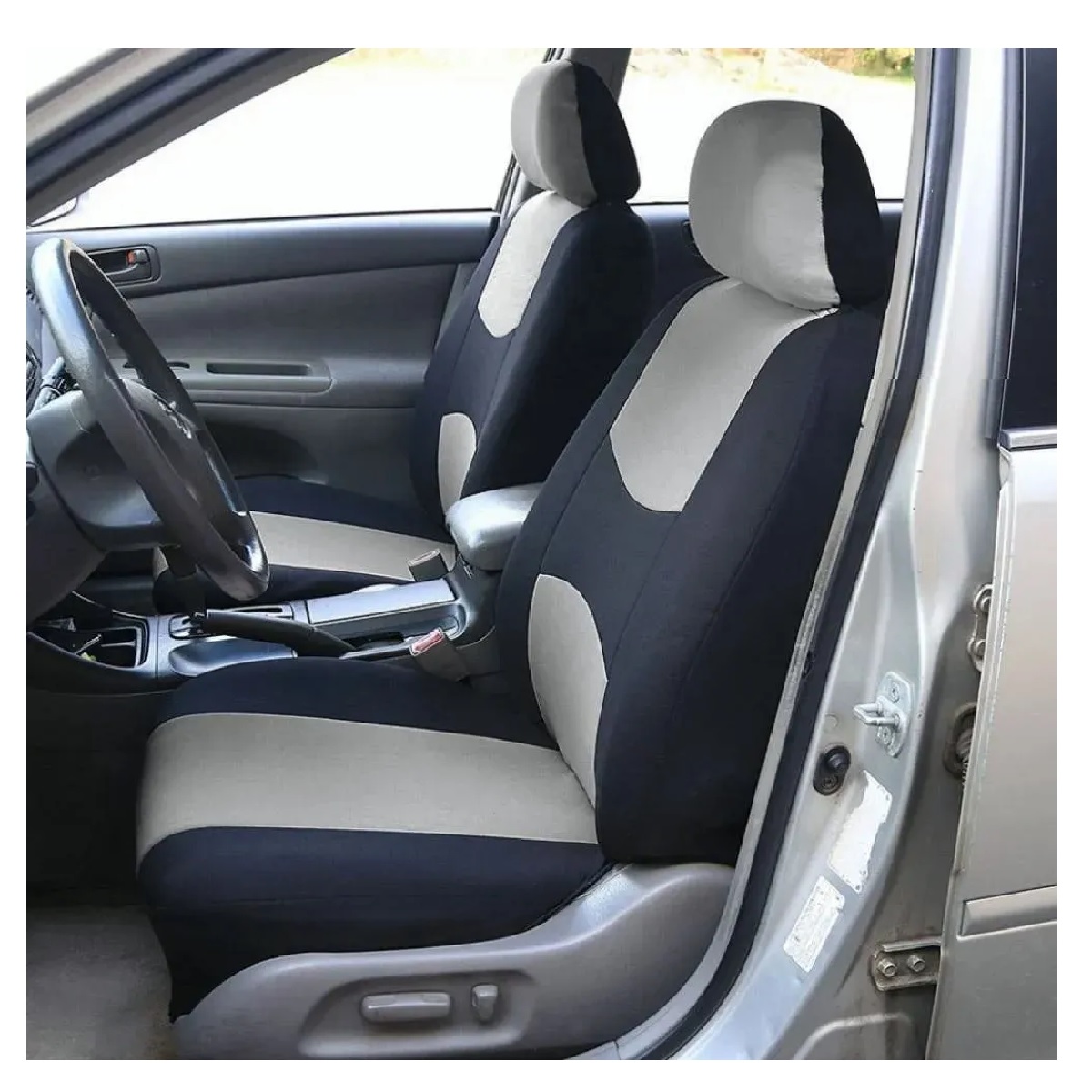 Set Funda De Asiento De Coche De Tejido De Poliéster Universal Gris