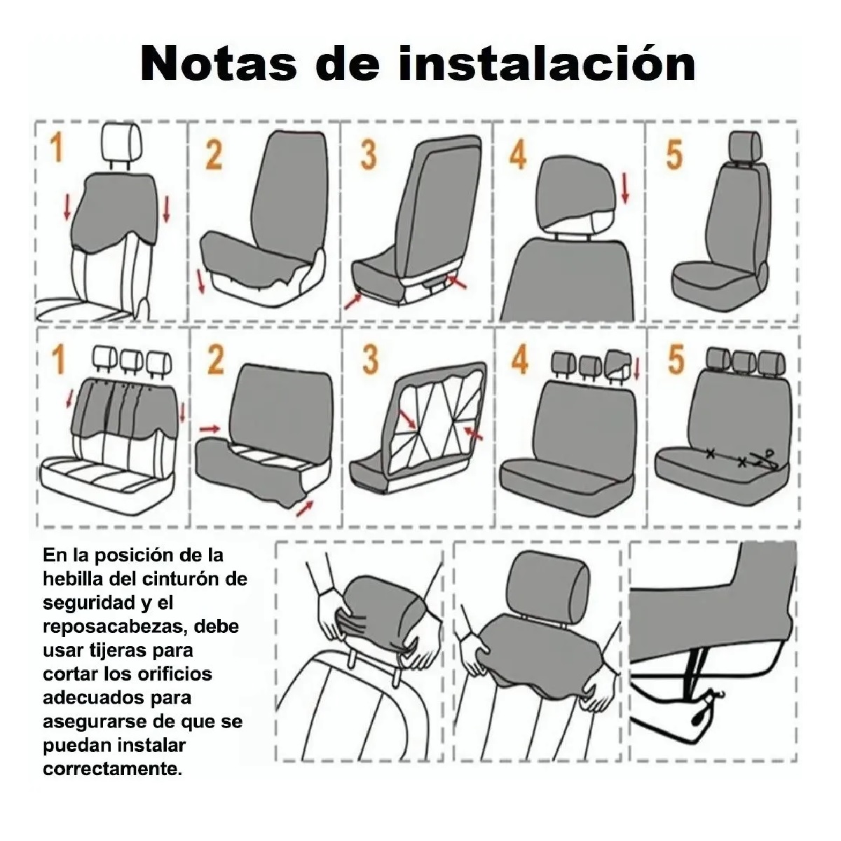 Set Funda De Asiento De Coche De Tejido De Poliéster Universal Gris