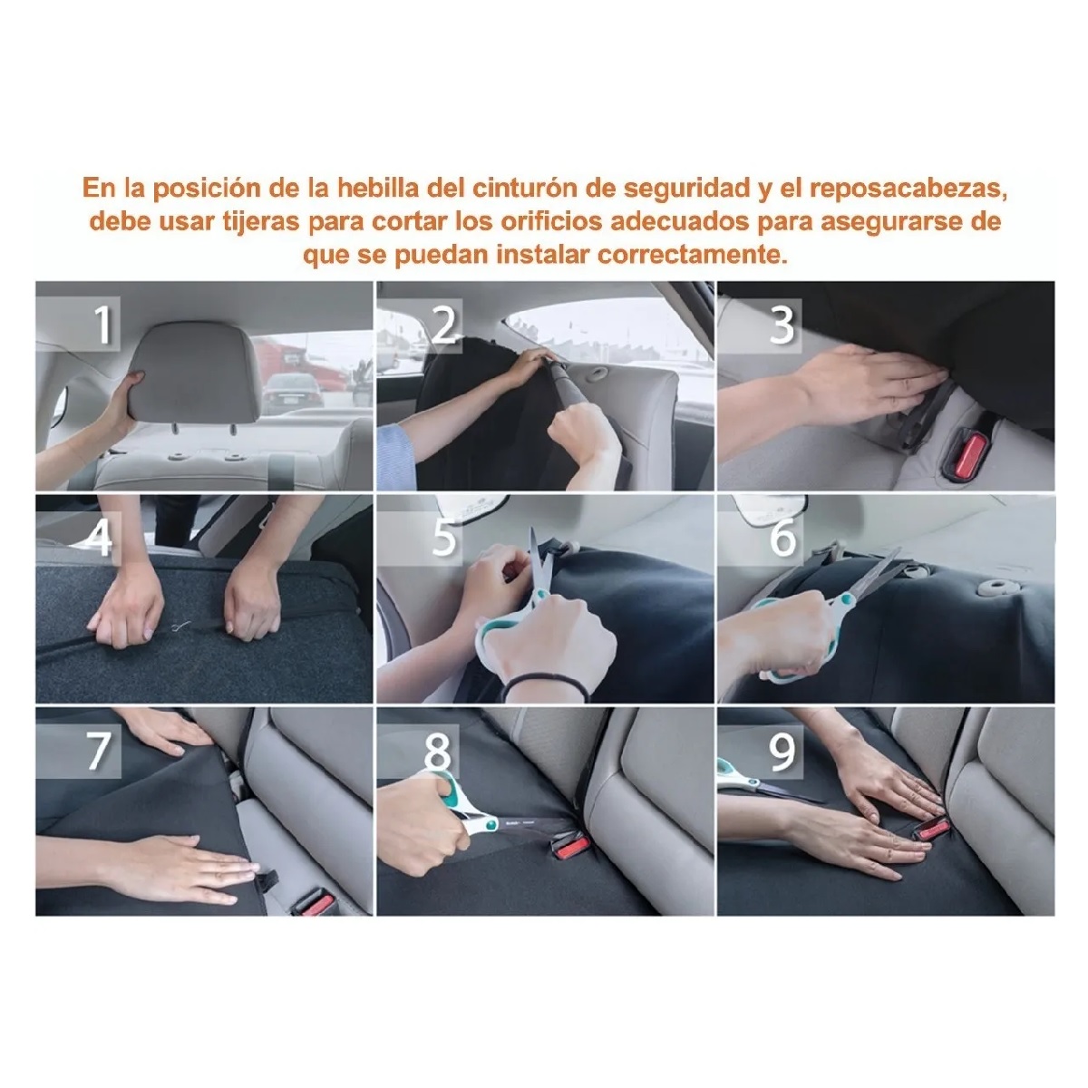 Set Funda De Asiento De Coche De Tejido De Poliéster Universal Gris