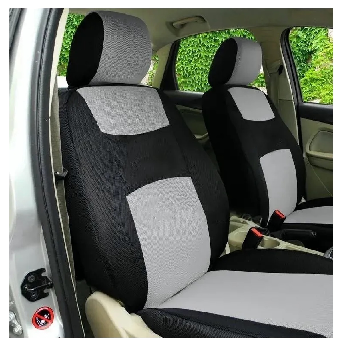 Set Funda De Asiento De Coche De Tejido De Poliéster Universal Gris