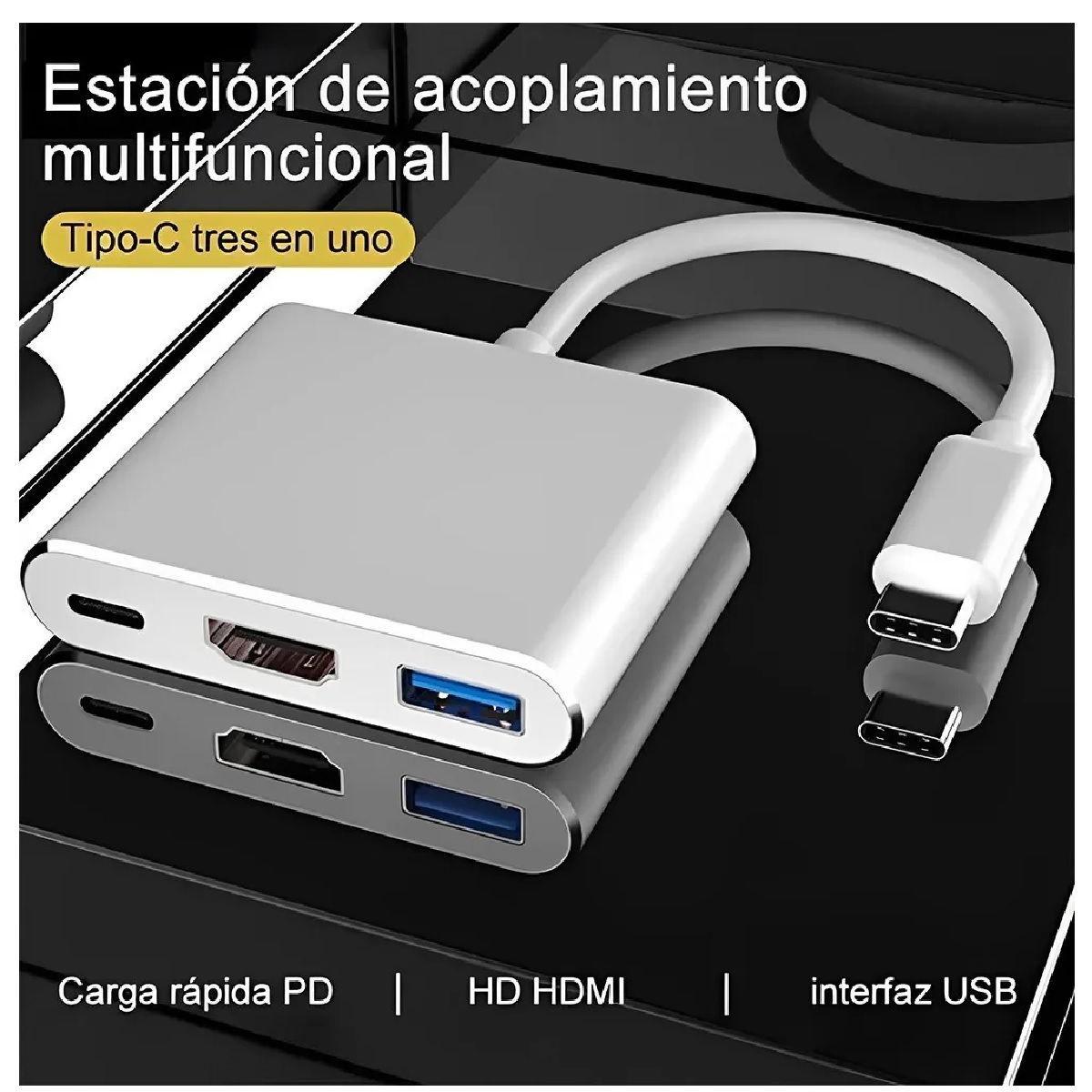 ADAPTADOR CONVERTIDOR DE USB TIPO C A USB 3.0 HUB