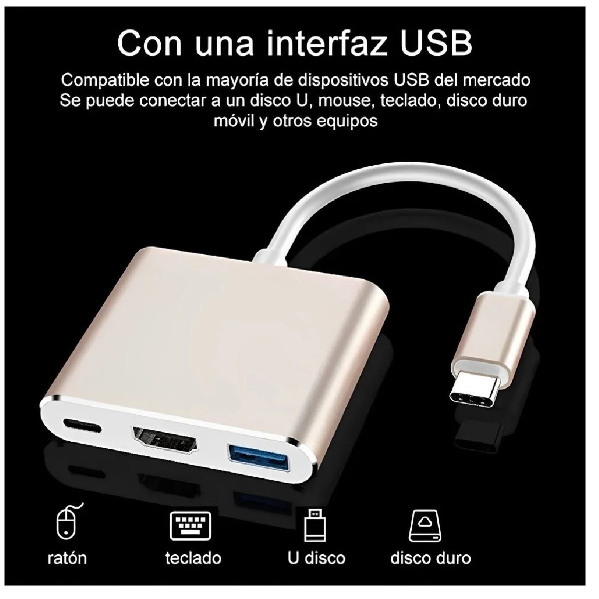 Adaptador Convertidor Hub Usb C A Hdmi 4k Usb 3.0 Y Tipo C