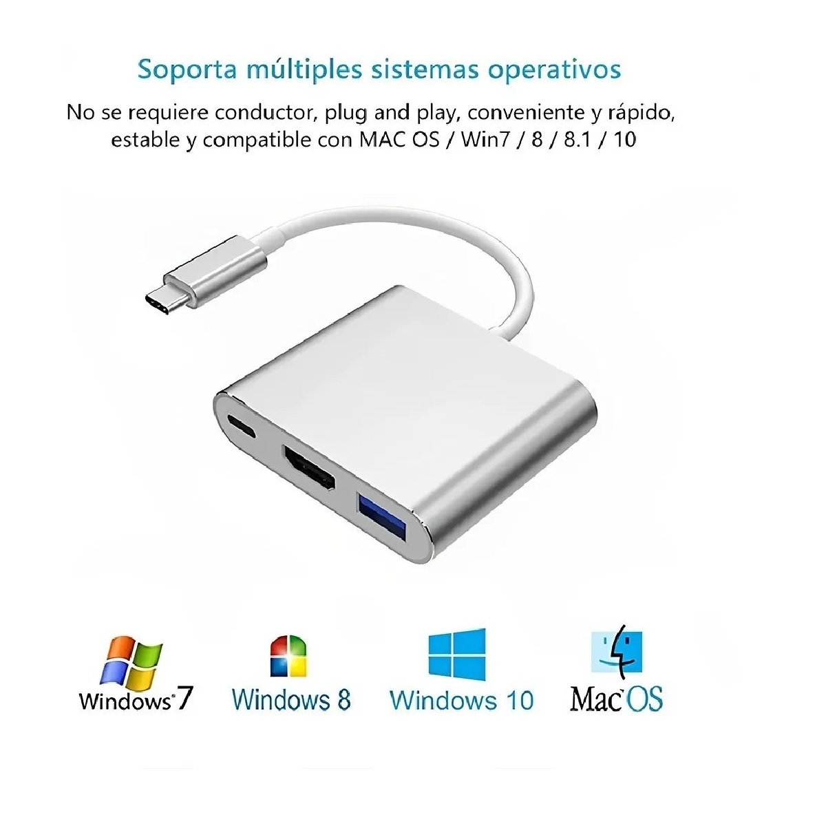 Adaptador Convertidor Hub Usb C A Hdmi 4k Usb 3.0 Y Tipo C
