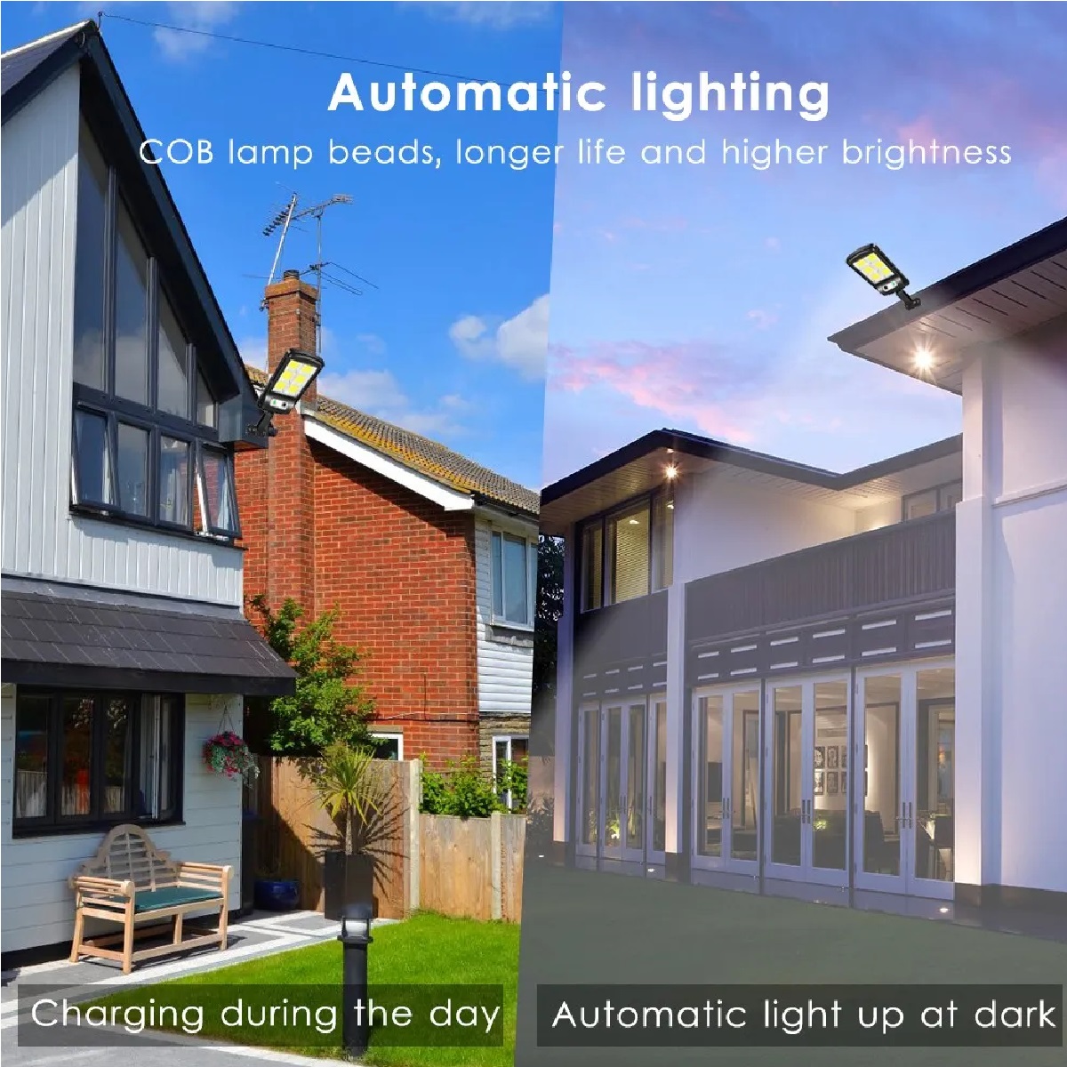 Lámpara Solar 120 Led Iluminación De Pared Exterior Jardín