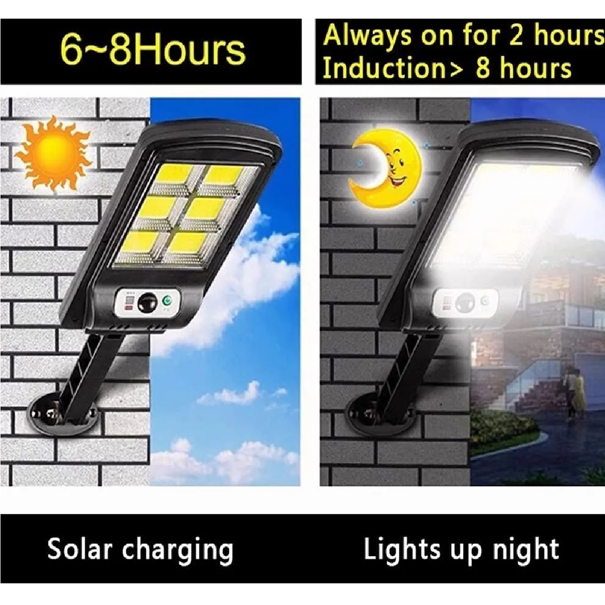 Lámpara Solar 120 Led Iluminación De Pared Exterior Jardín