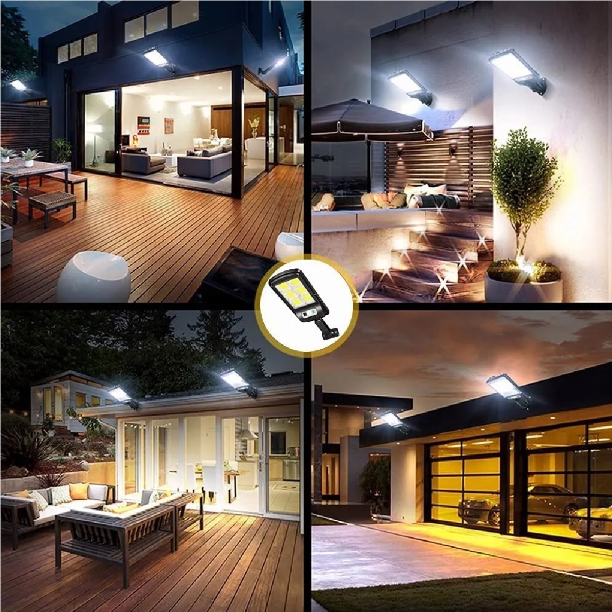 Lámpara Solar 120 Led Iluminación De Pared Exterior Jardín