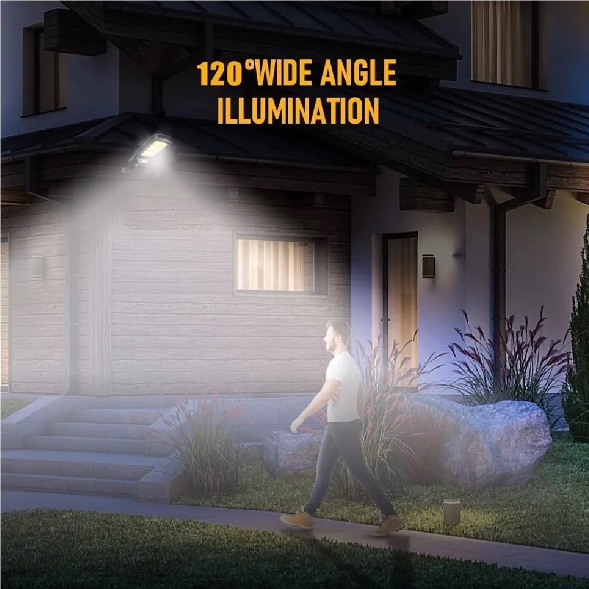 Lámpara Solar 120 Led Iluminación De Pared Exterior Jardín