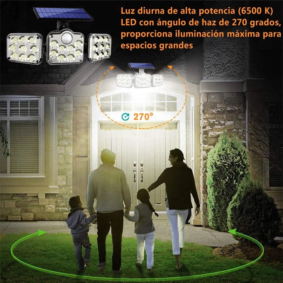 Lampara Solar Exterior Led 3 Modos Con Sensor Control