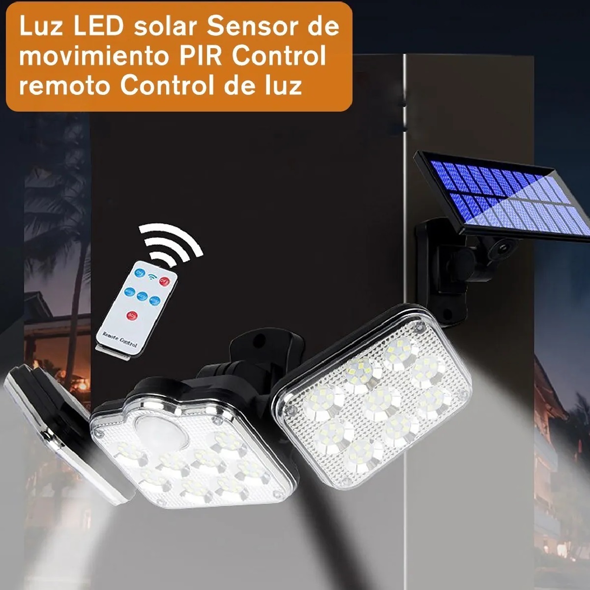 Lampara Solar Exterior Led 3 Modos Con Sensor Control