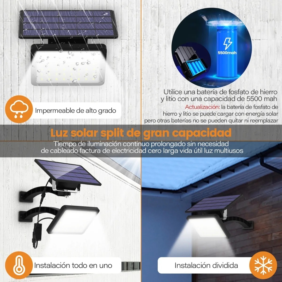 Lampara Solar 48 Leds Cable 3m Prende Automático De Noche