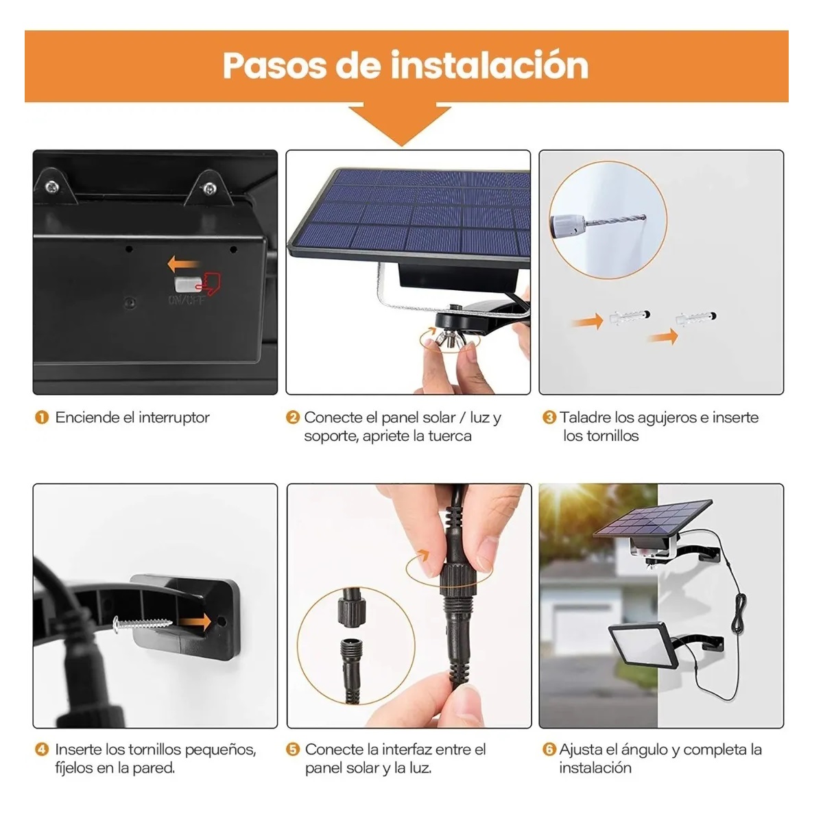 Lampara Solar 48 Leds Cable 3m Prende Automático De Noche