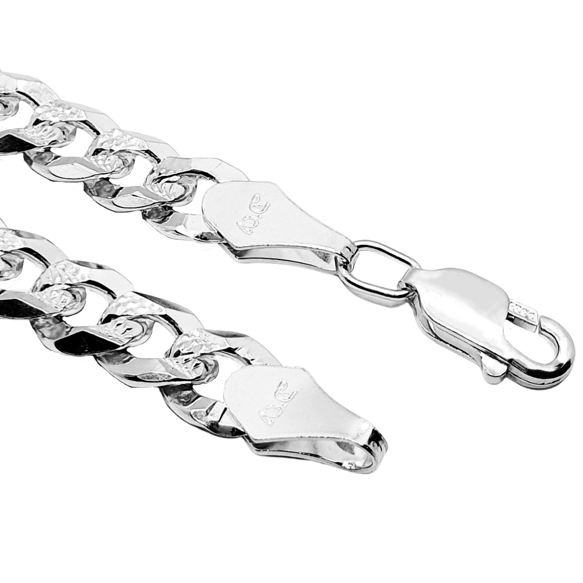 Esclava de plata 925 diamantado para hombre estilo barbada cubana, Incluye caja de regalo de la joyería