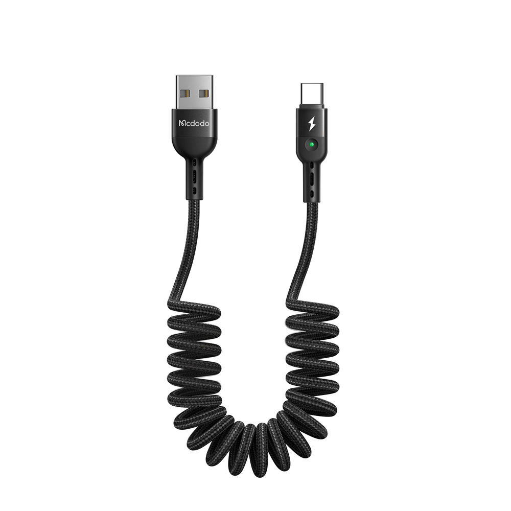Cable Usb A Tipo C Mcdodo Espiral Retractil Enrollado 1.8m