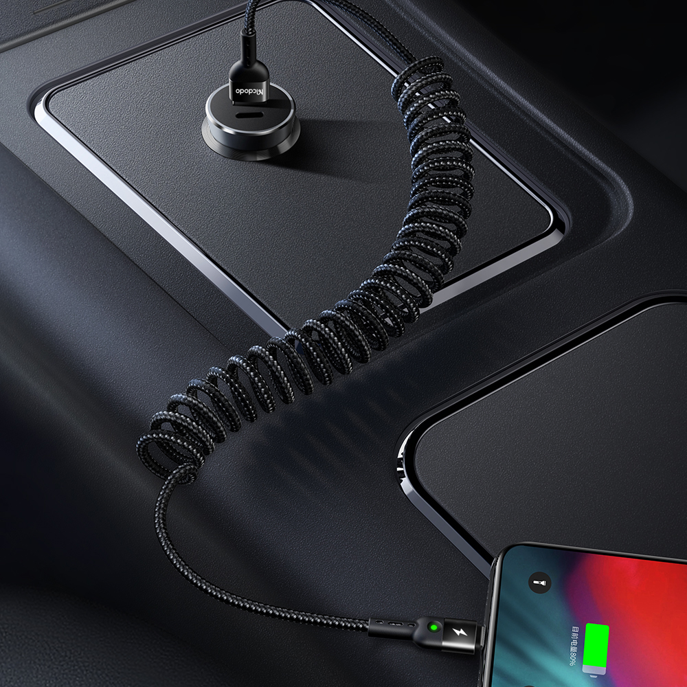 Cable Usb A Tipo C Mcdodo Espiral Retractil Enrollado 1.8m