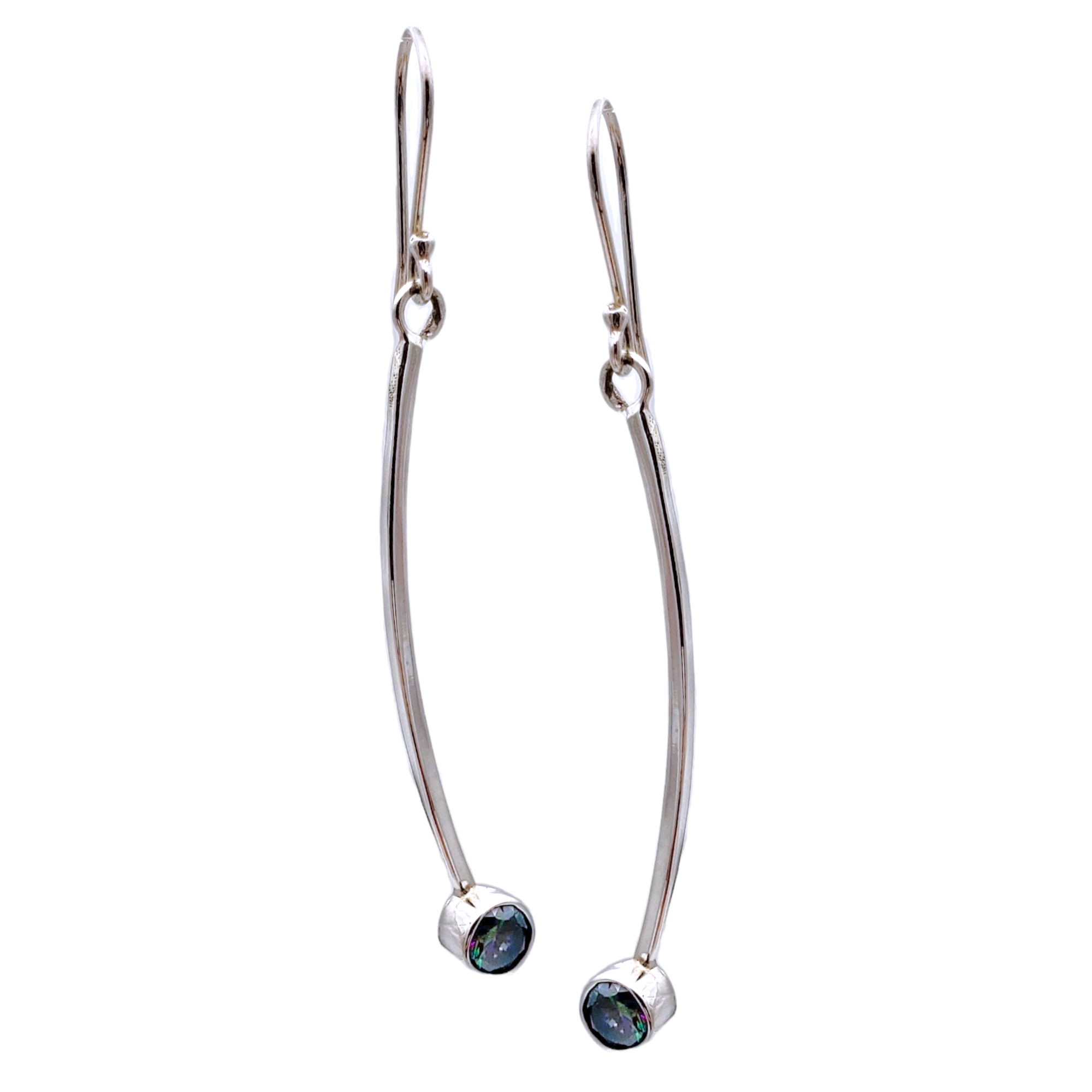 Aretes de plata 925 zircónia tornasol largo colgante