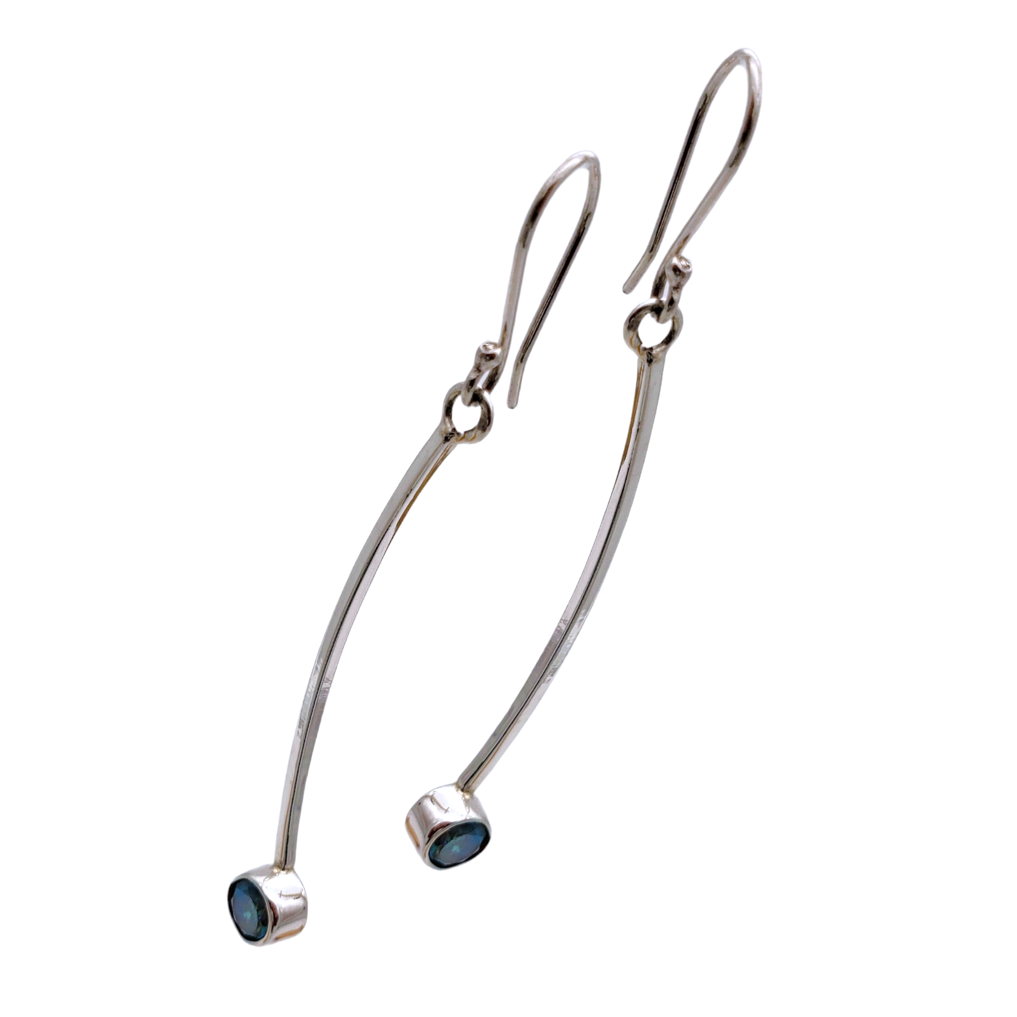 Aretes de plata 925 zircónia tornasol largo colgante