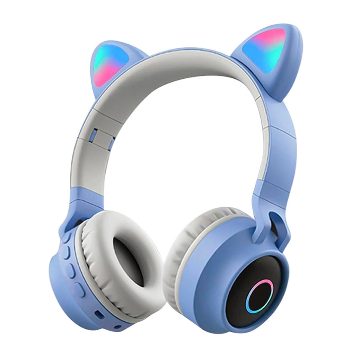 Audífonos Bluetooth De Orejas De Gato Para Niños en Rosa y Azul
