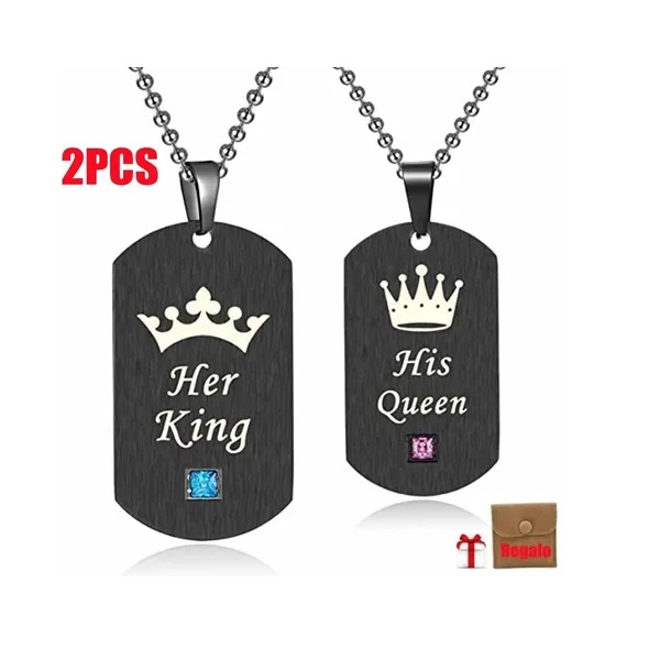 Collar Pareja Con Bolsa De Regalo Aniversario Memorial 2pcs