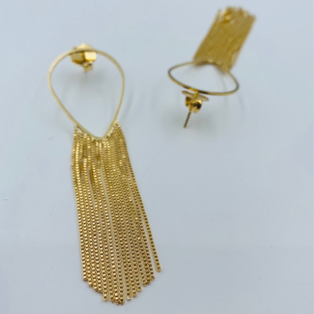 Aretes Largos Dorados- Baño de oro 18k 