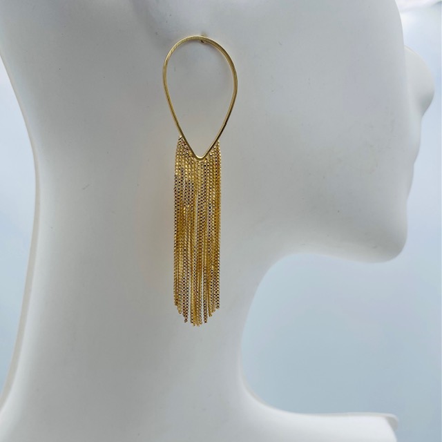 Aretes Largos Dorados- Baño de oro 18k 