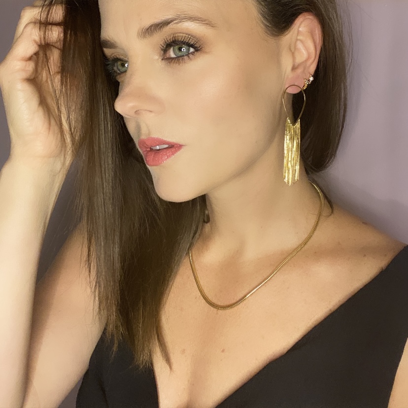 Aretes Largos Dorados- Baño de oro 18k 