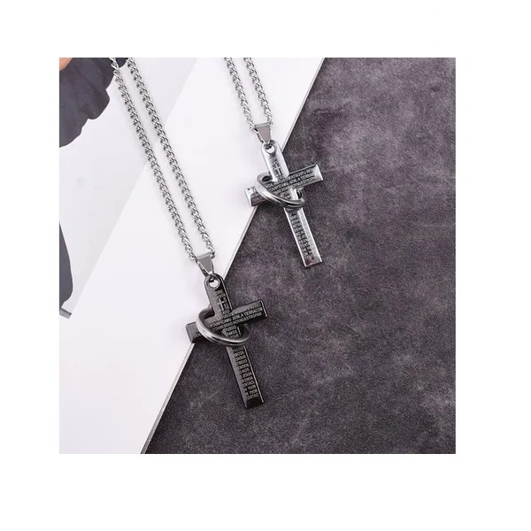 Collar Colgante Pareja Anillo Cruz Acero Inoxidable