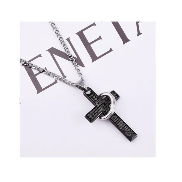 Collar Colgante Pareja Anillo Cruz Acero Inoxidable