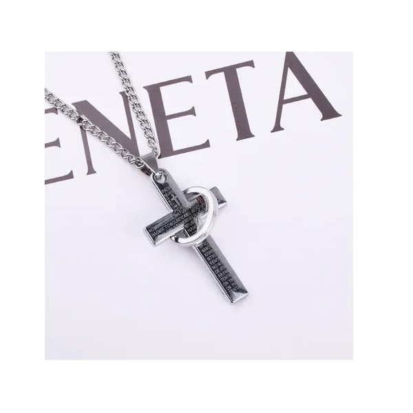 Collar Colgante Pareja Anillo Cruz Acero Inoxidable