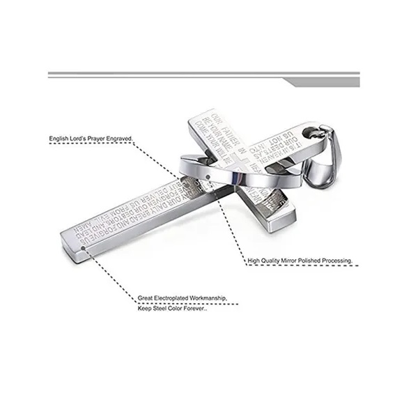 Collar Colgante Pareja Anillo Cruz Acero Inoxidable